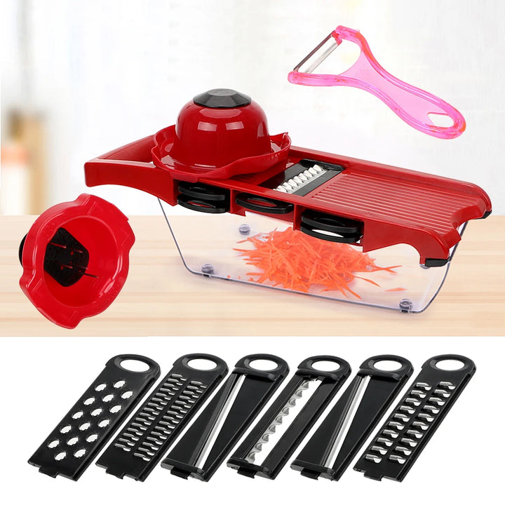 HILIFE 6 Blades Slicer Cooking Tool Sets Fruit Cutter Kitchen Gadget Vegetable Mandoline Slicer Grater Multi-function