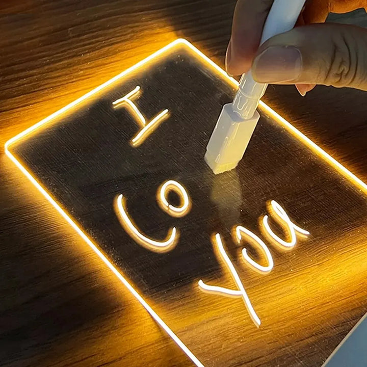 LED Acrylic Night Light with USB Message Board and Pen